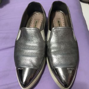 Miu Miu Silver Pointy Loafers Sneaker Size 38